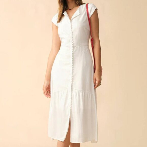 Rihoas White Short Sleeve Midi Dress - Picture 1 of 3